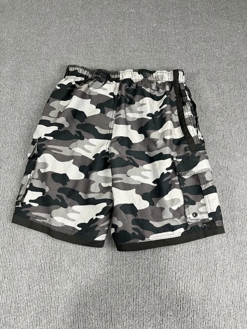 Beverly Hills Polo Club Mens Gray Camouflage Swim Trunks M